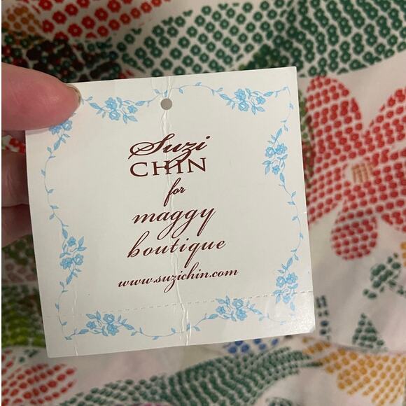 Suzi Chin for Maggy Boutique silk dress women’s 8 tiered multicolor knee length - Picture 4 of 7